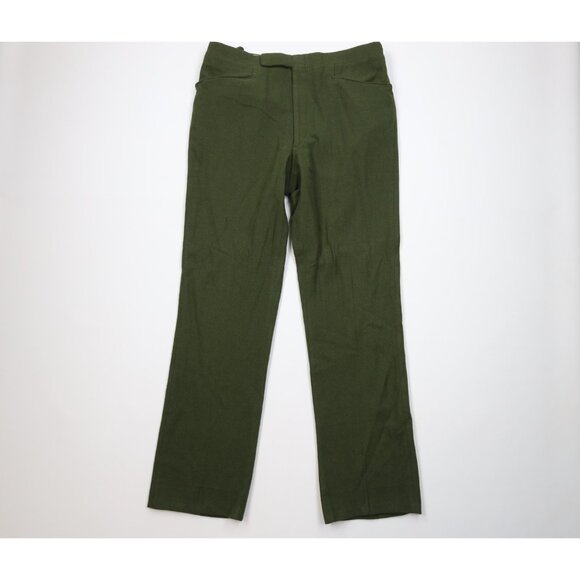 Vintage 60s Streetwear Mens 36x34 Wool Whipcord Wide Leg Buckle Back Pants USA